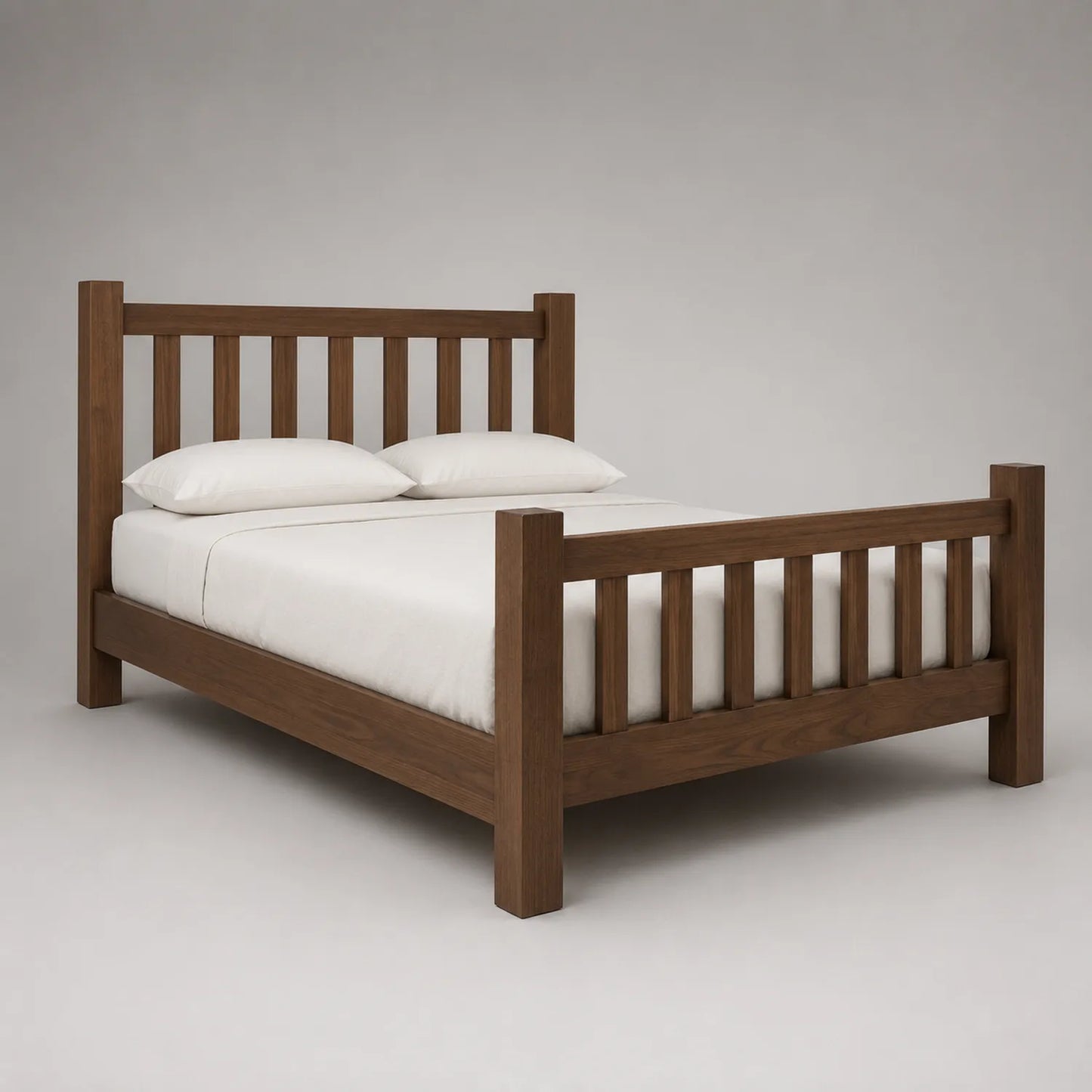 Holzbett mit Rahmen und Kissen, 200x180 cm, Braun