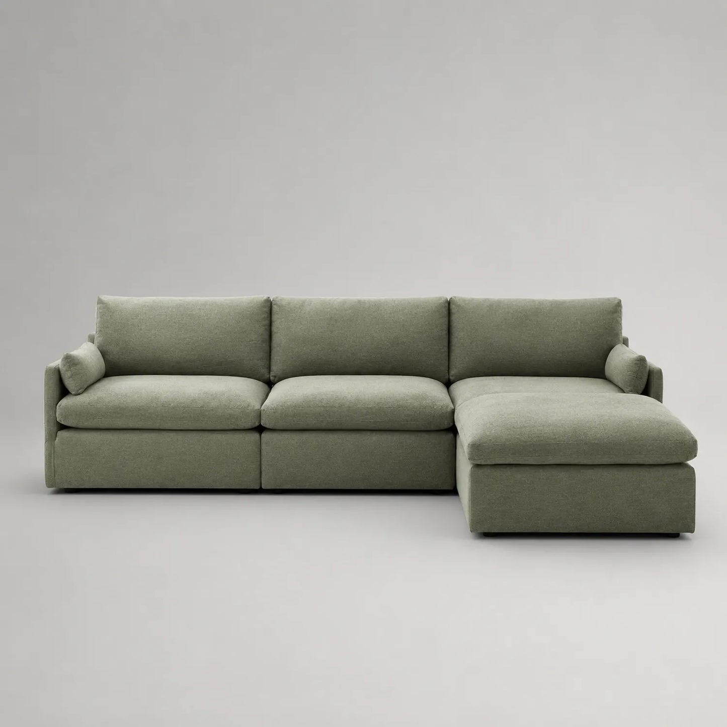 Ecksofa aus Polyesterstoff in Grün 280cm x 160cm x 85cm