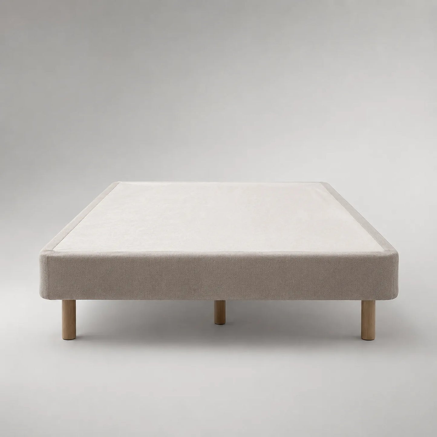 Stoffbettgestell Polyester Beige Holzfüße 200x140 cm
