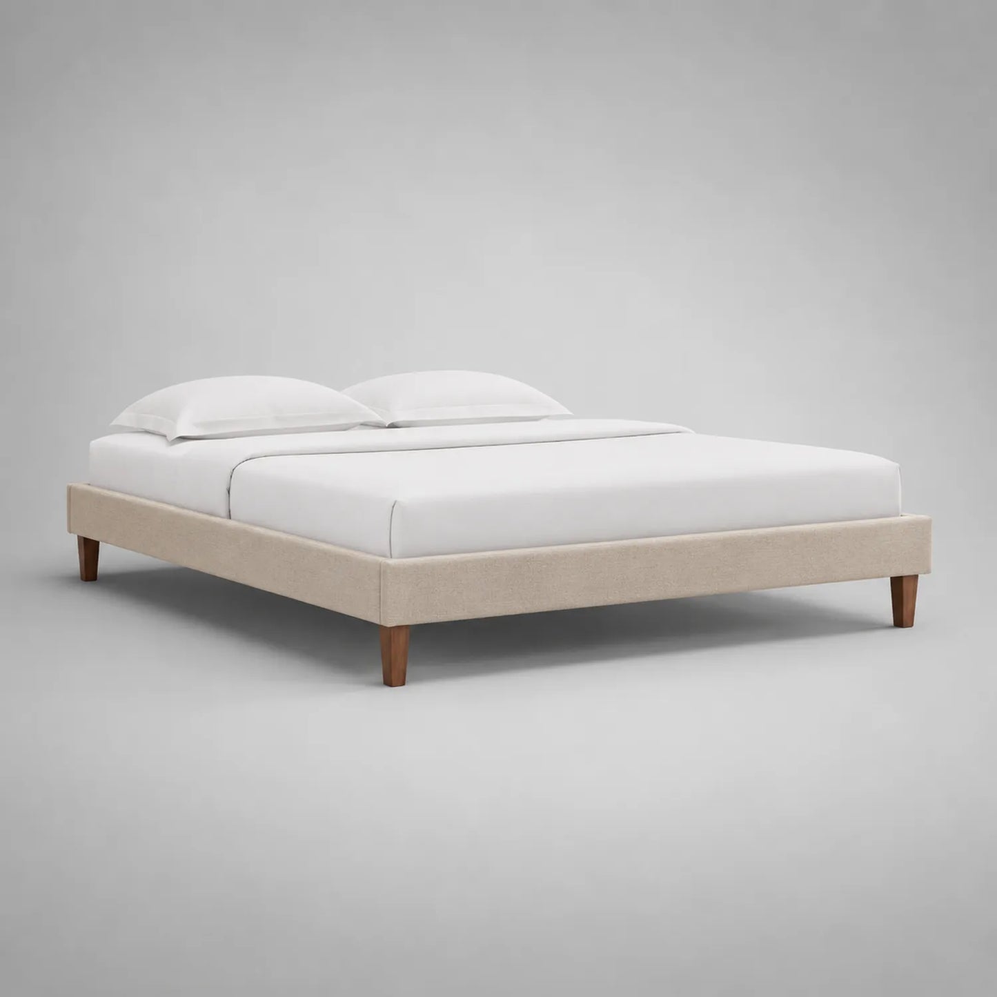 Polsterbett Holzfüße Beige Leinenmischung 200x160 cm