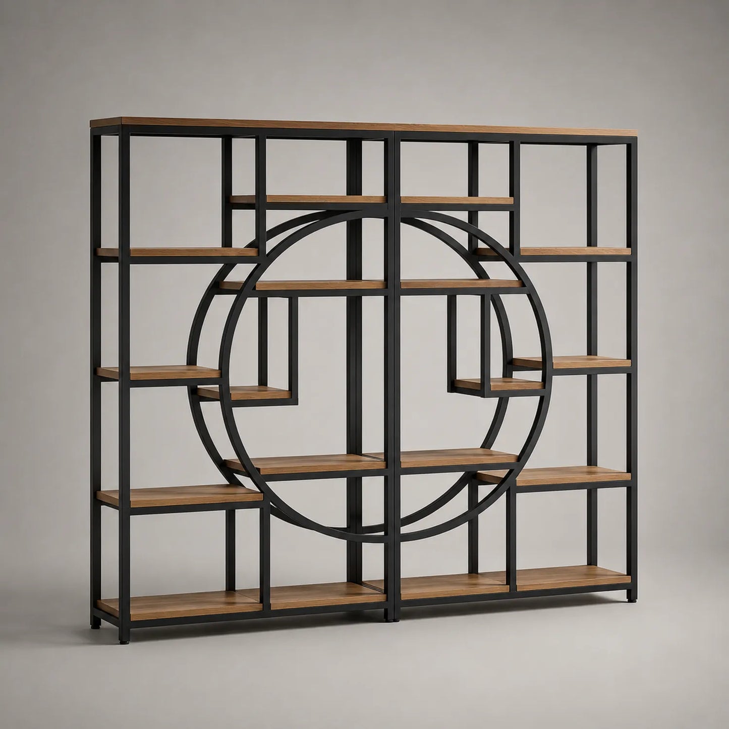 Metall- und Holzregal mit kreisförmigem Design 180 cm Höhe