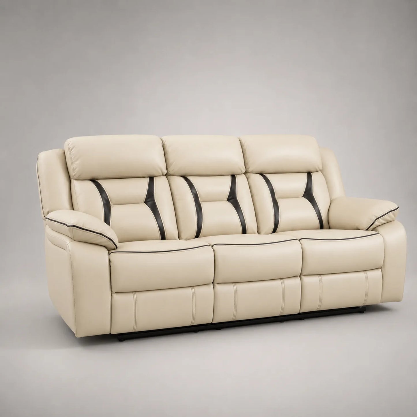 3-Sitzer Sofa Leder Beige Schwarz 210cm
