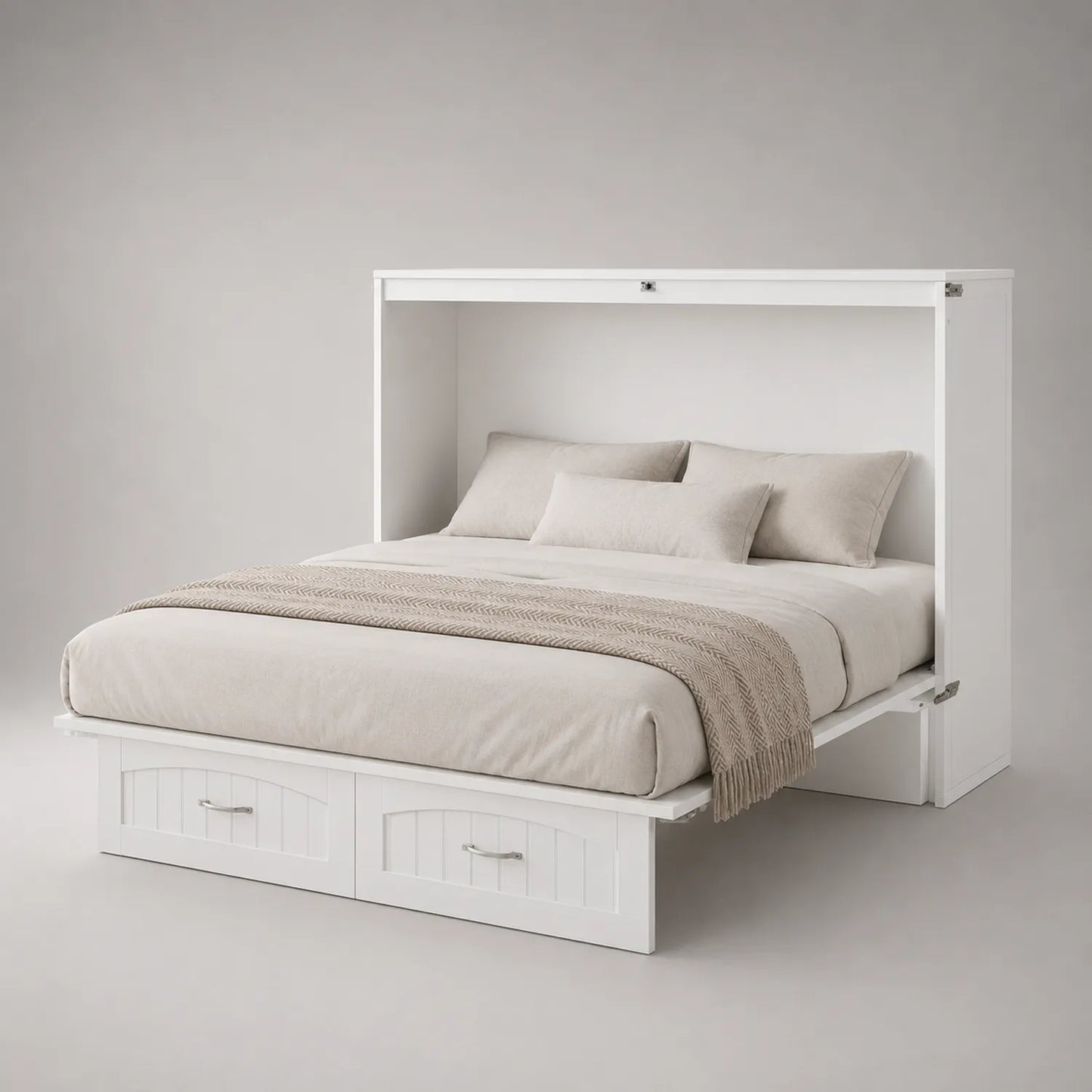 Weißes klappbares MDF-Holzbett mit Stauraum 200x160cm