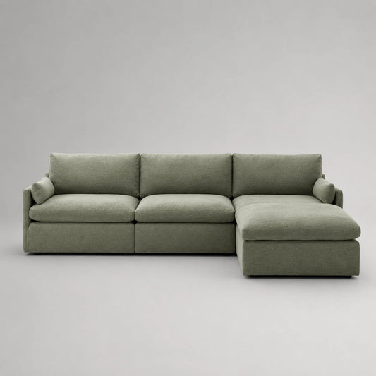 Ecksofa aus Polyesterstoff in Grün 280cm x 160cm x 85cm