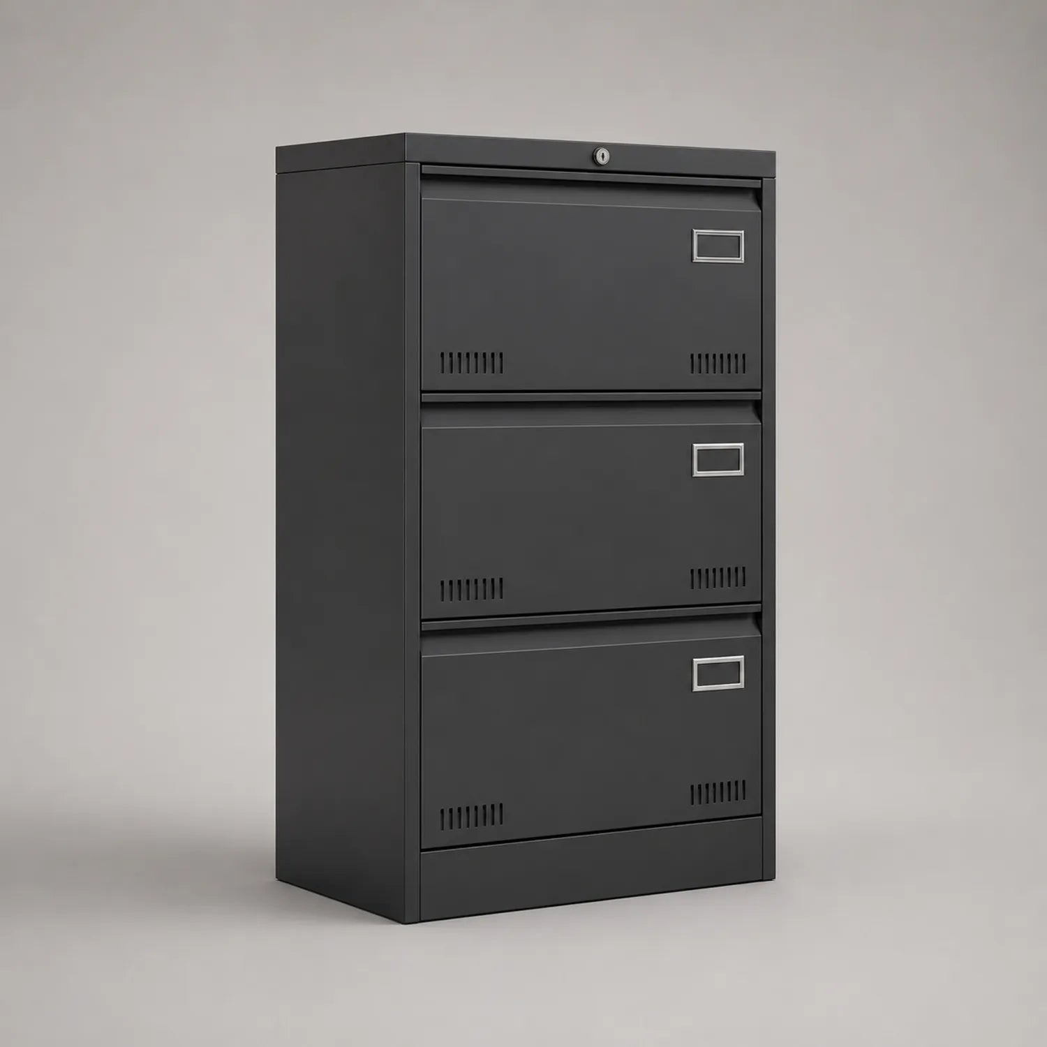 Schwarzer Stahl Aktenschrank mit 3 Schubladen