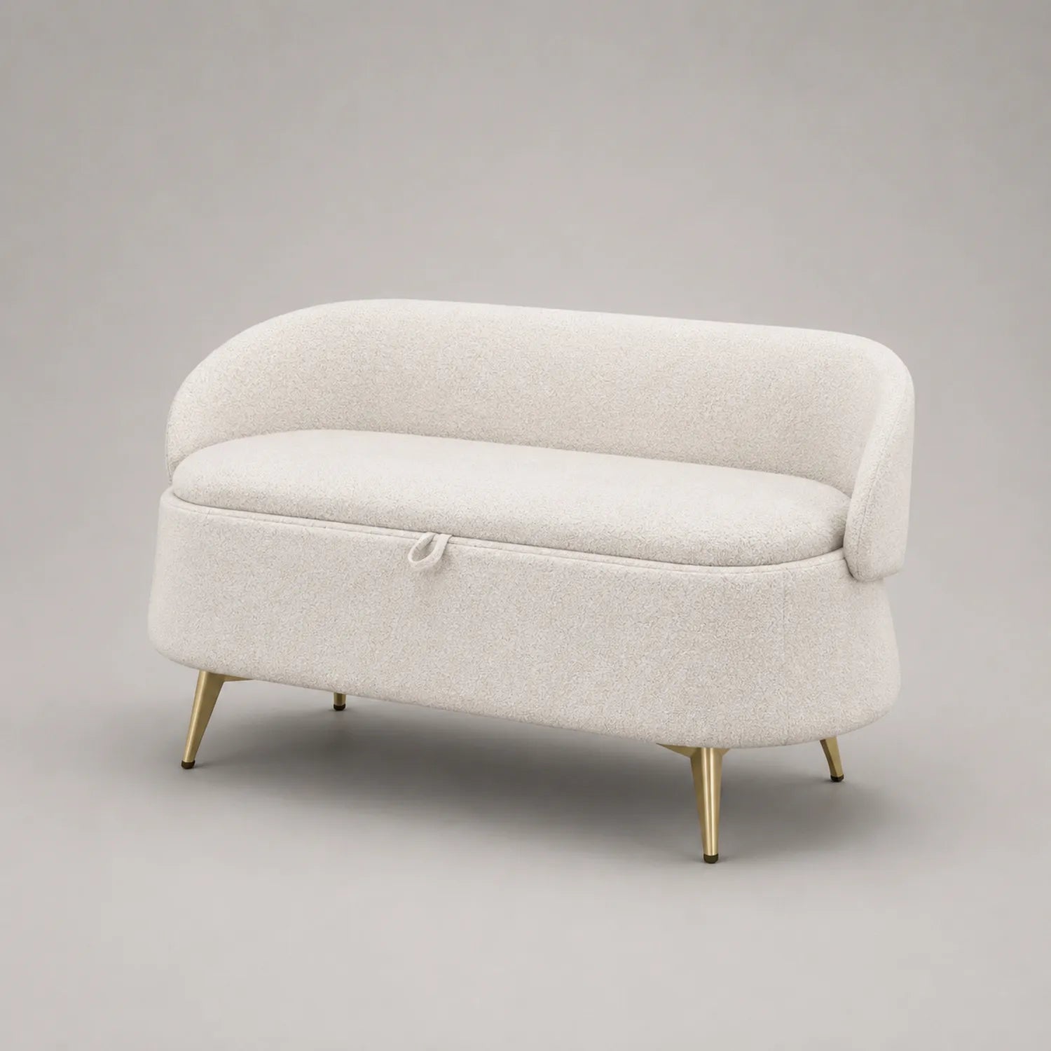 Flurbank Sofabank Bouclé mit Stauraum Weiß Metallbeine 120 cm