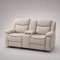 2-Sitzer Sofa mit Mittelkonsole und Getränkehalter, Beige, Stoff