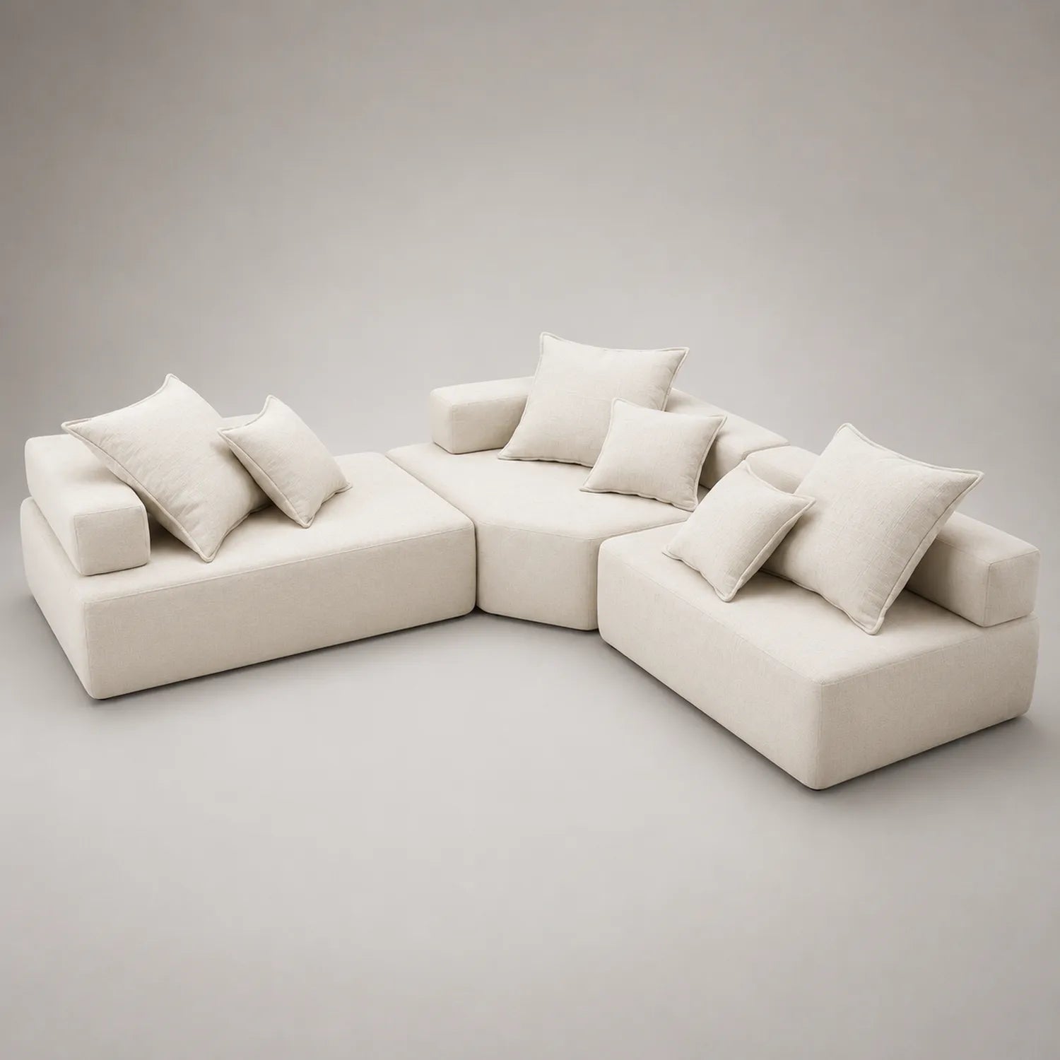 Modulares Sofa-Set aus Baumwollstoff Creme
