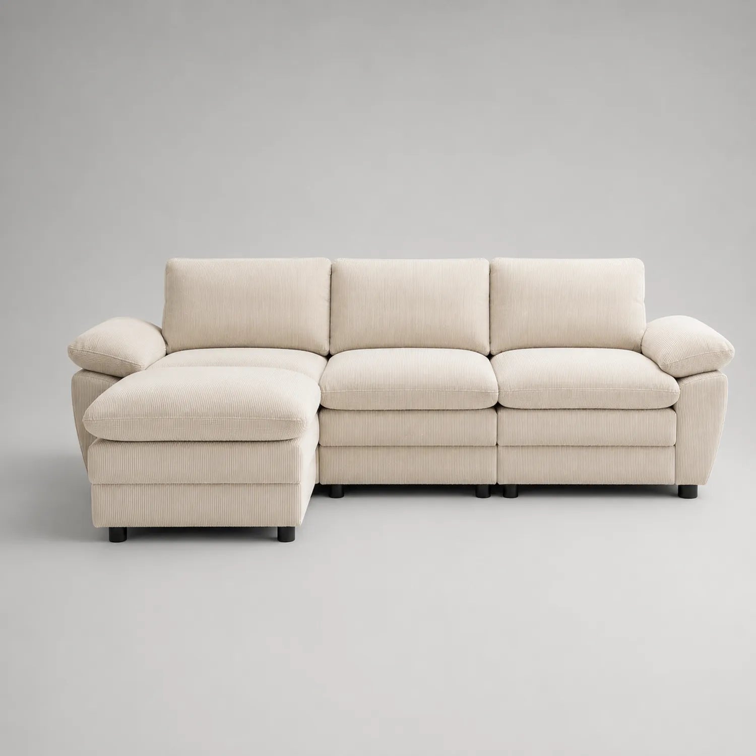 Ecksofa mit Ottomane Cord Beige