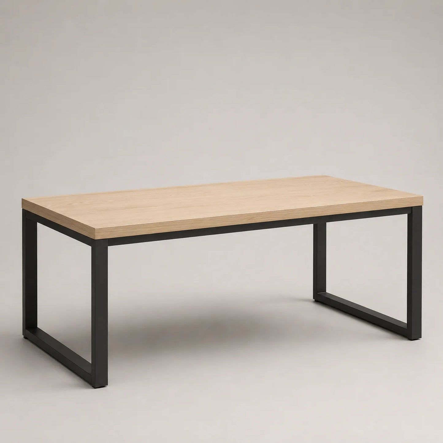 Holztisch mit Metallrahmen 200x100x75 cm Eiche Schwarz