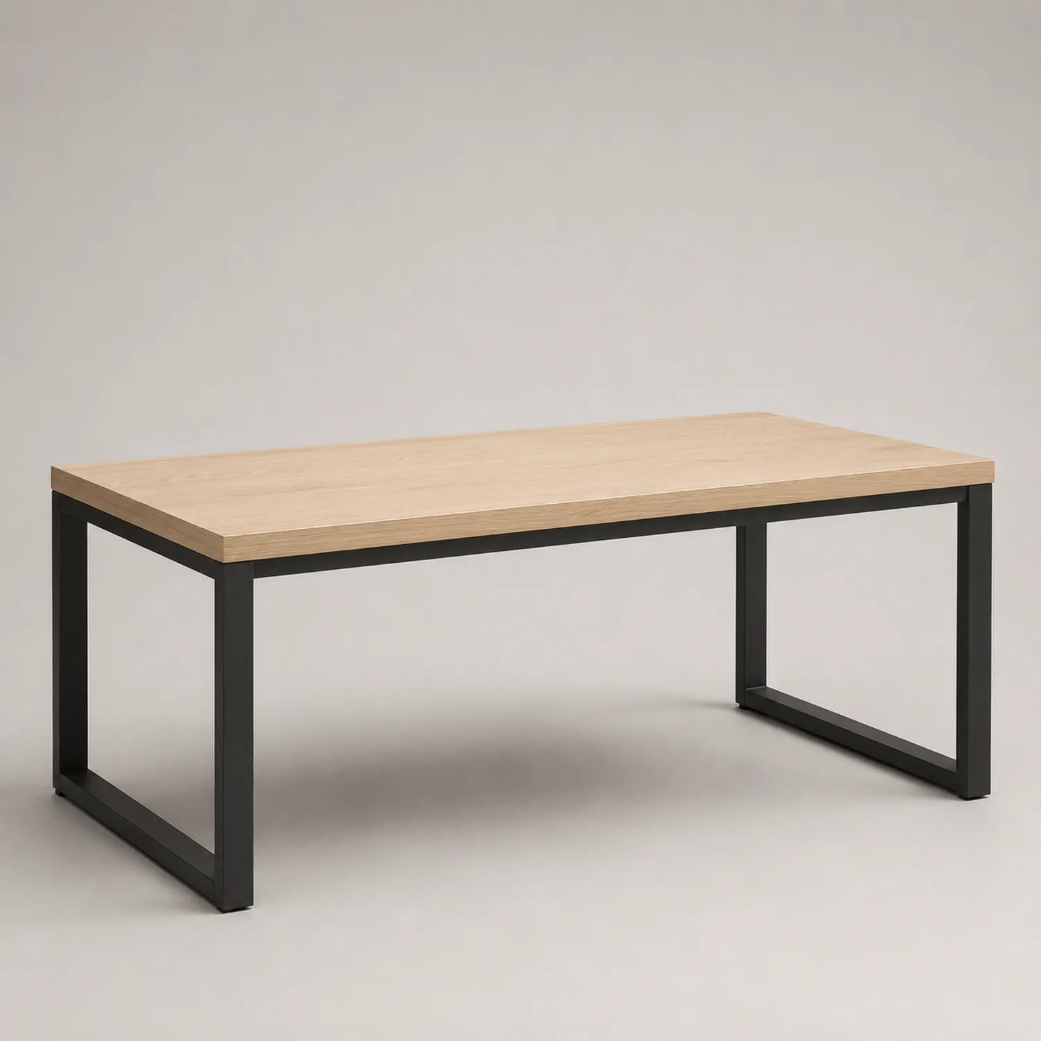Holztisch mit Metallrahmen 200x100x75 cm Eiche Schwarz