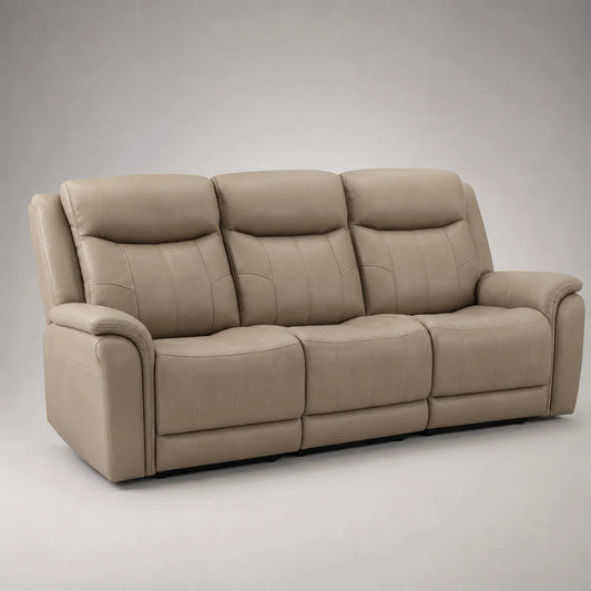 3-Sitzer Sofa Leder Beige 210x100x90 cm