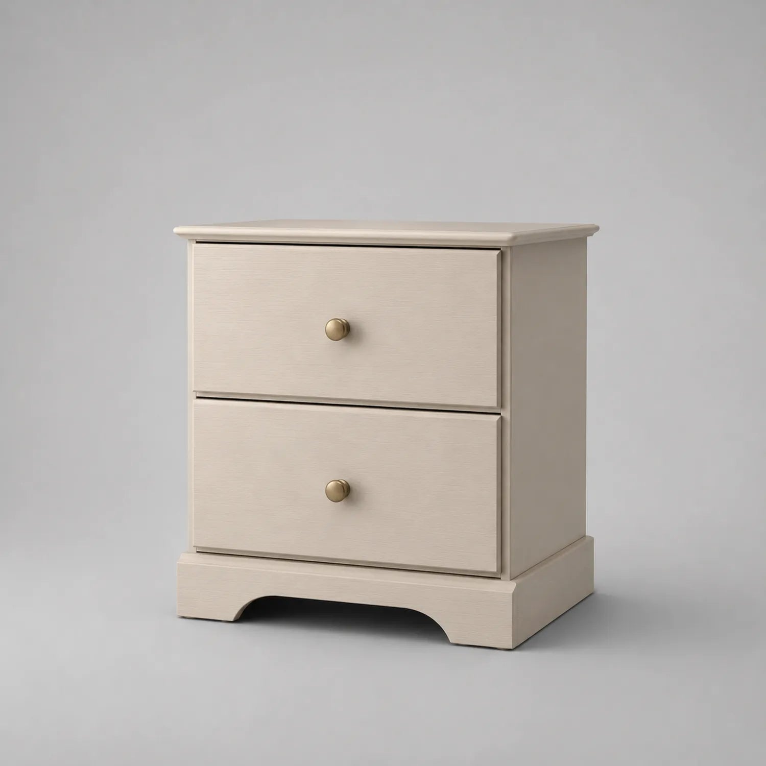 Holz Nachttisch mit 2 Schubladen Beige 45x30x55cm