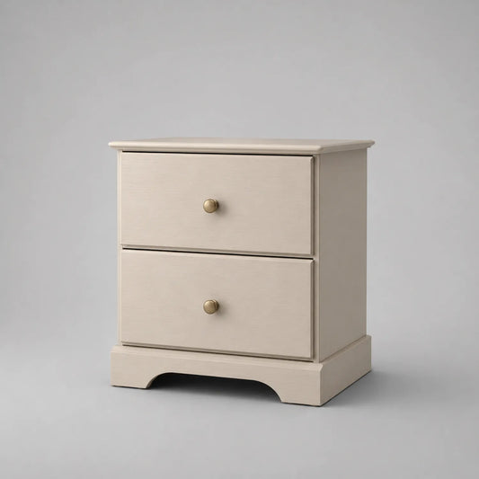 Holz Nachttisch mit 2 Schubladen Beige 45x30x55cm