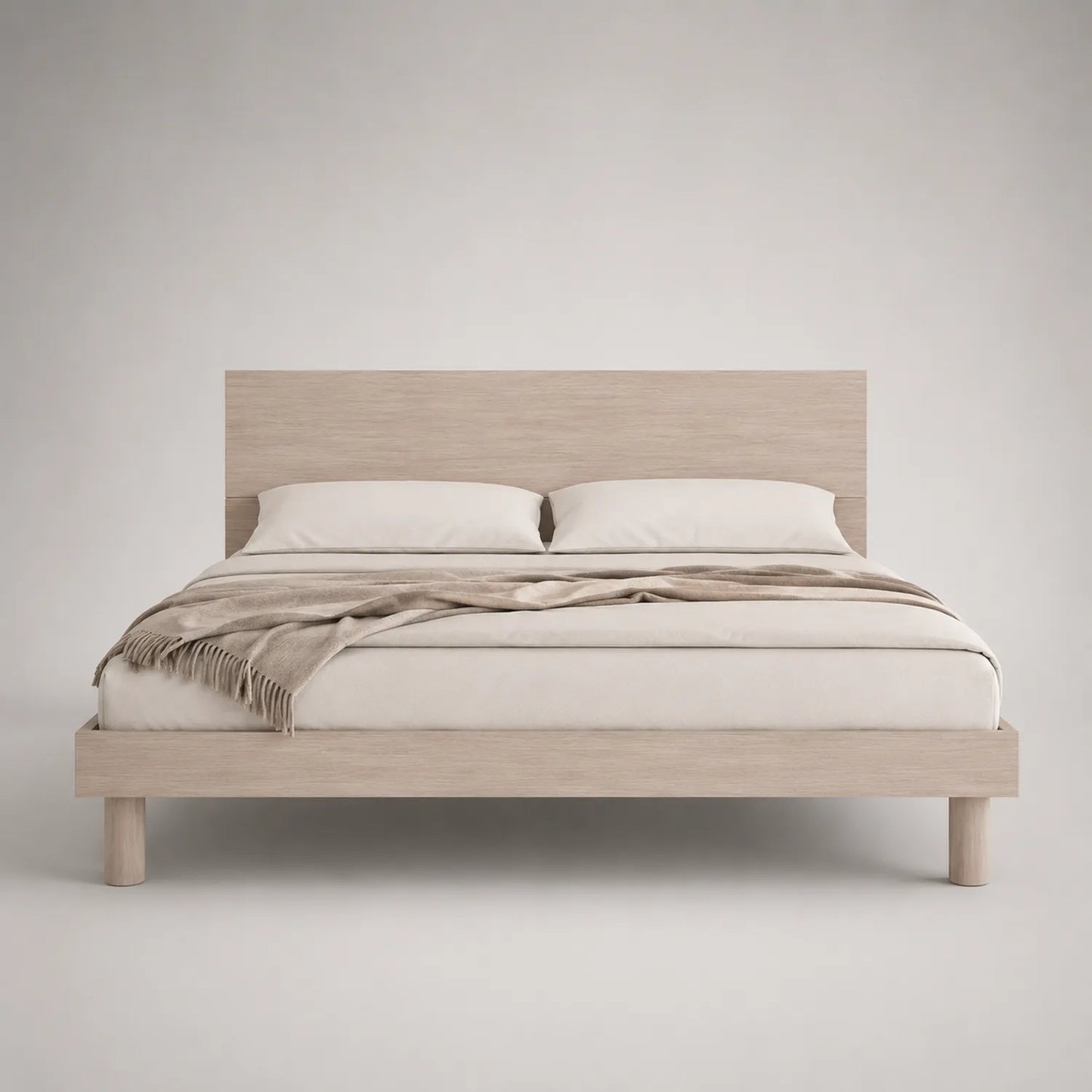 Holzbett 200x180 cm Beige mit Matratze und Kissen