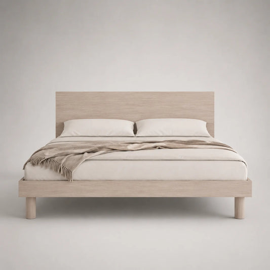 Holzbett 200x180 cm Beige mit Matratze und Kissen