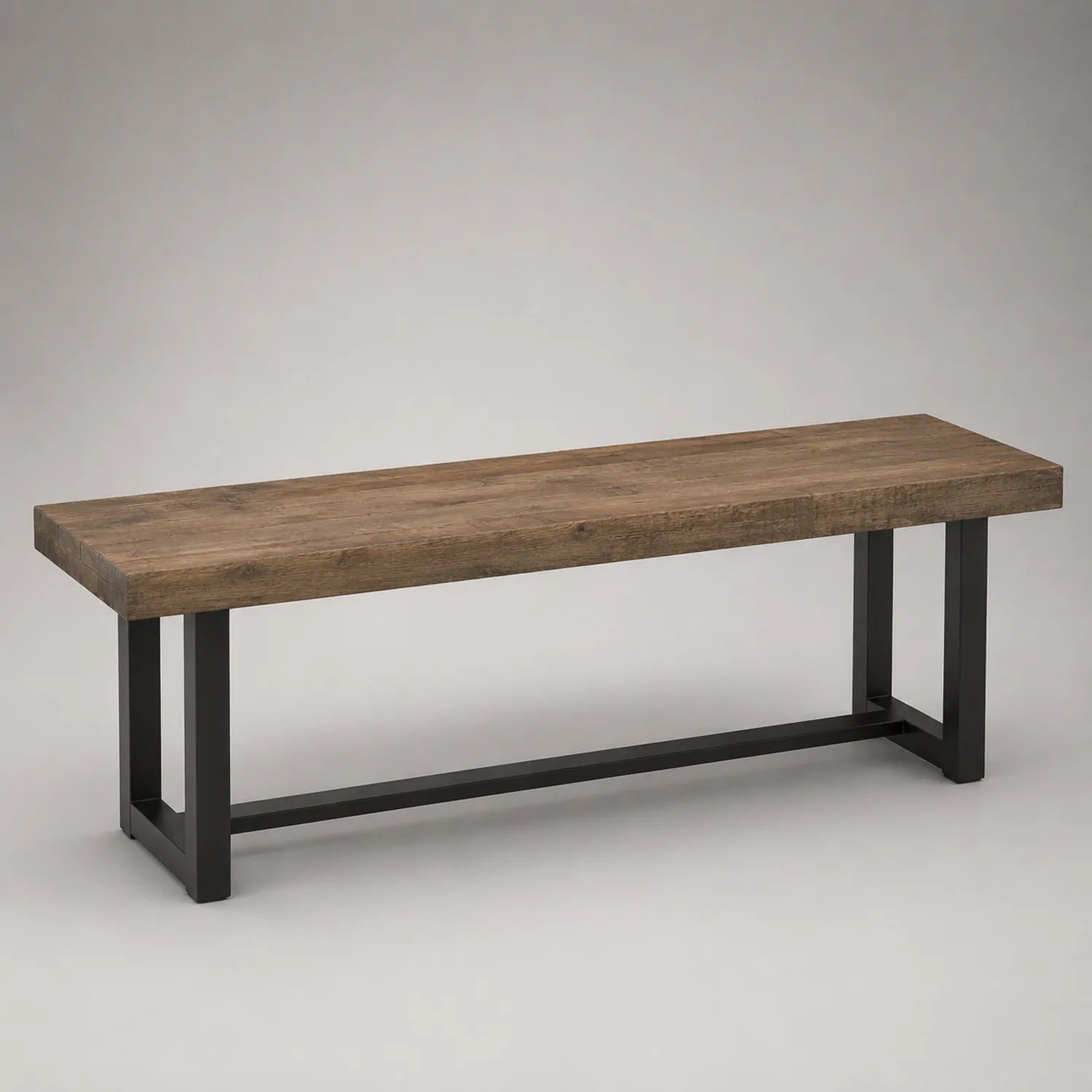 Holzbank mit Metallrahmen 150 cm Braun/Schwarz