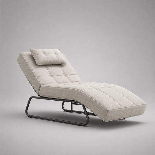 Chaiselongue Stoff beige mit Stahlrahmen