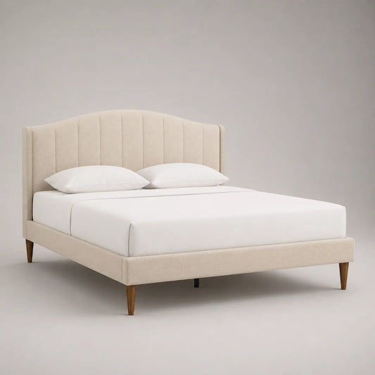 Polsterbett Doppelbett Holzstoff Beige 200x180 cm