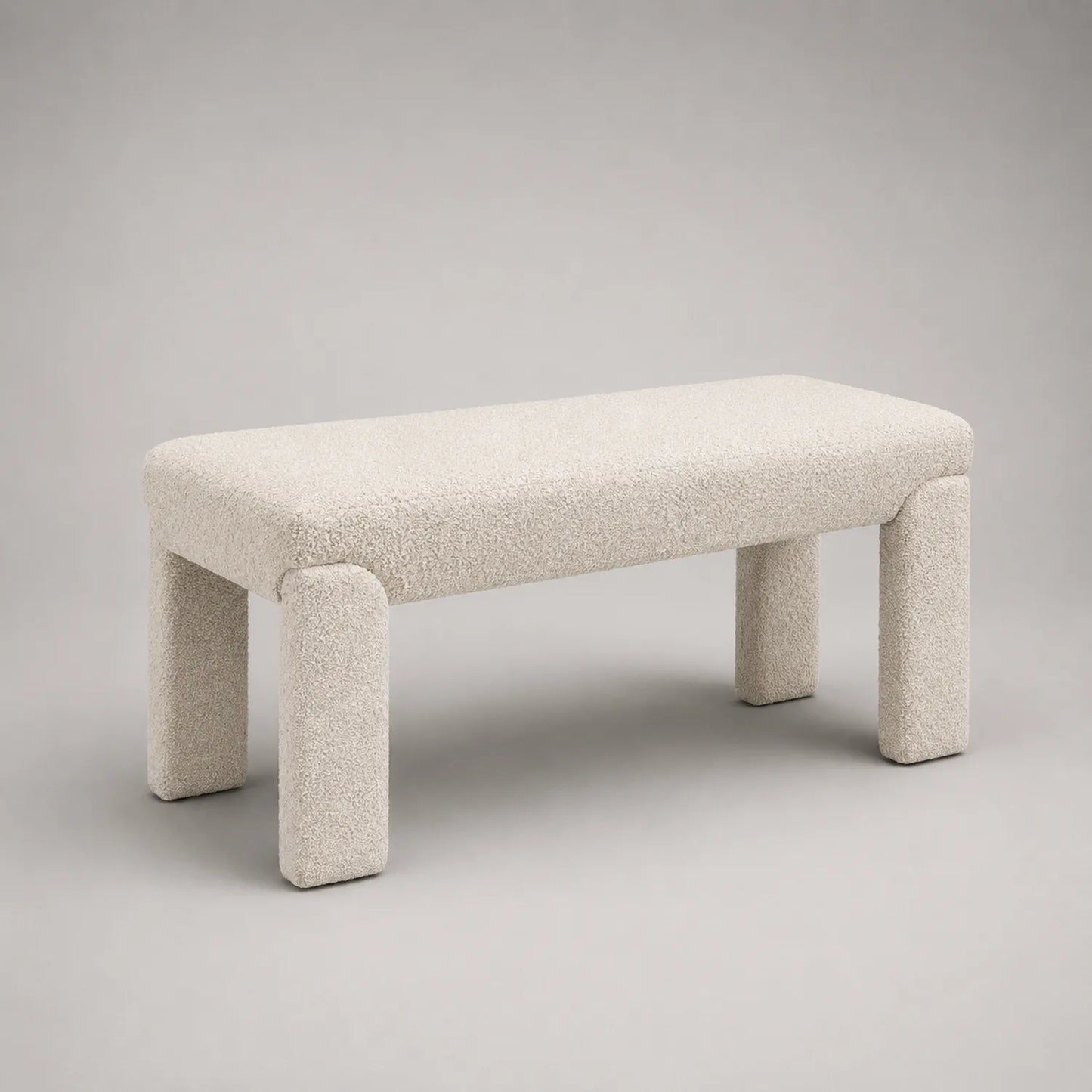 Bank aus Bouclé-Gewebe Beige 120x45x45 cm