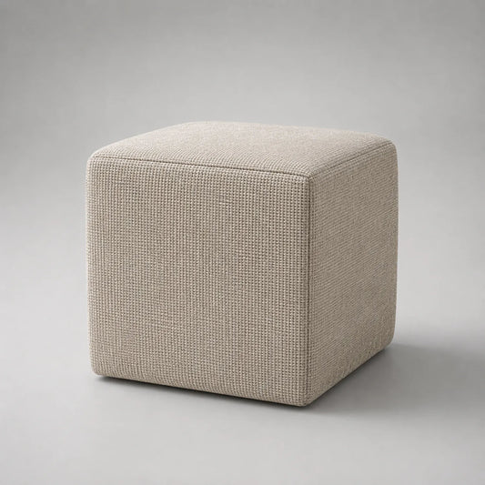 Würfel Sitzpouf Strickstoff Polyester Beige 40x40x40cm