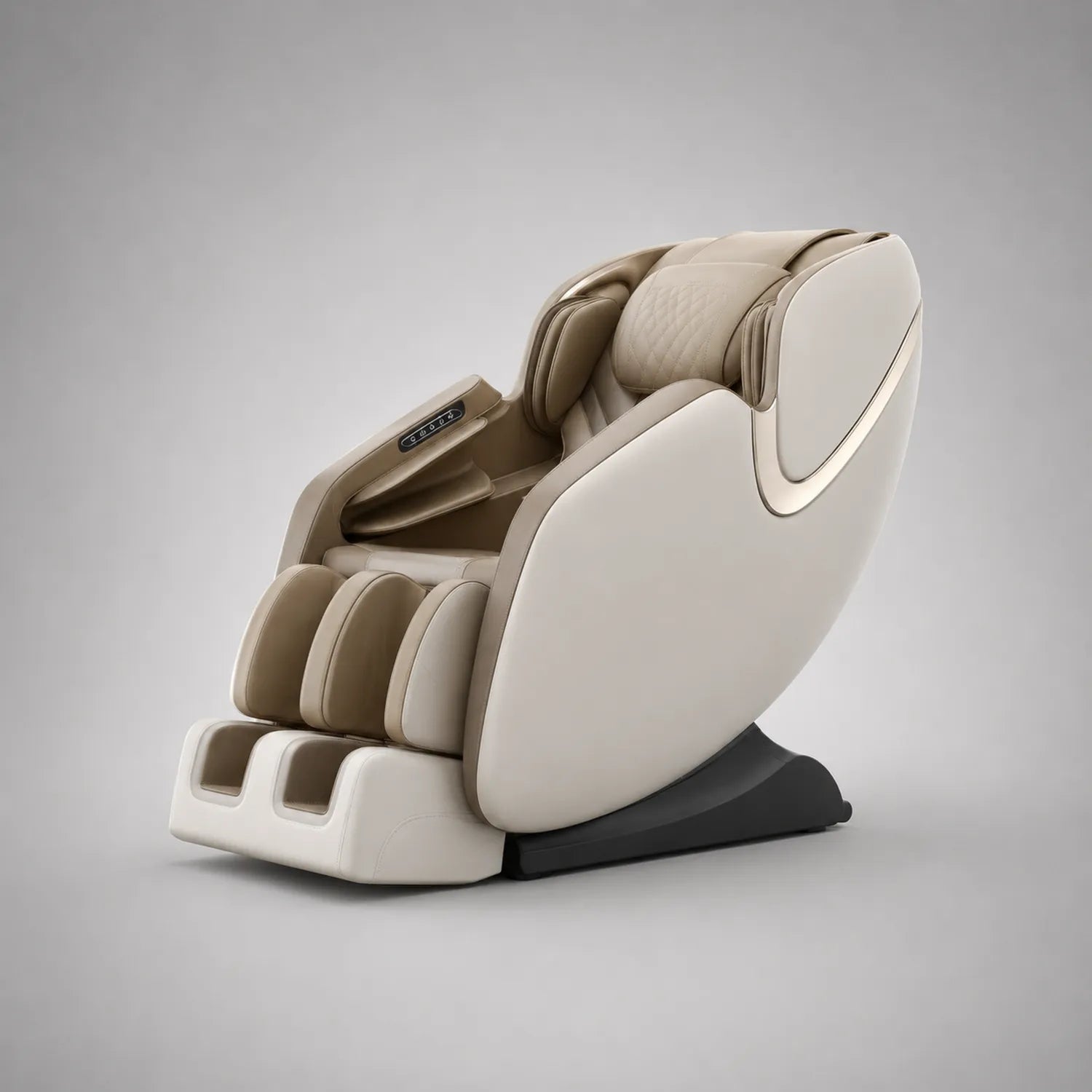 Massagesessel aus PU-Leder Beige Braun mit Heizfunktion und Zero Gravity