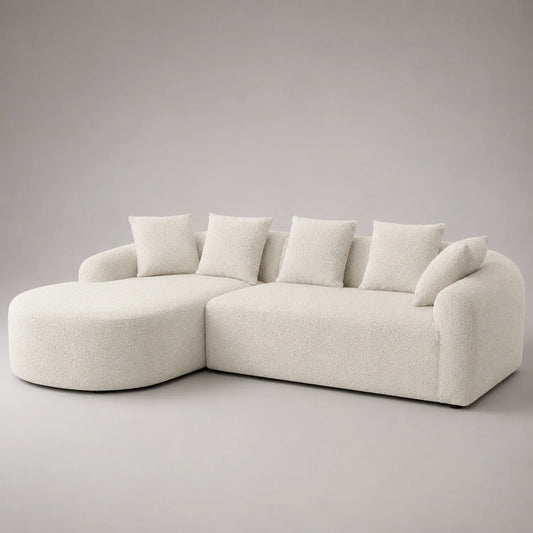 Ecksofa aus Bouclé Stoff Beige
