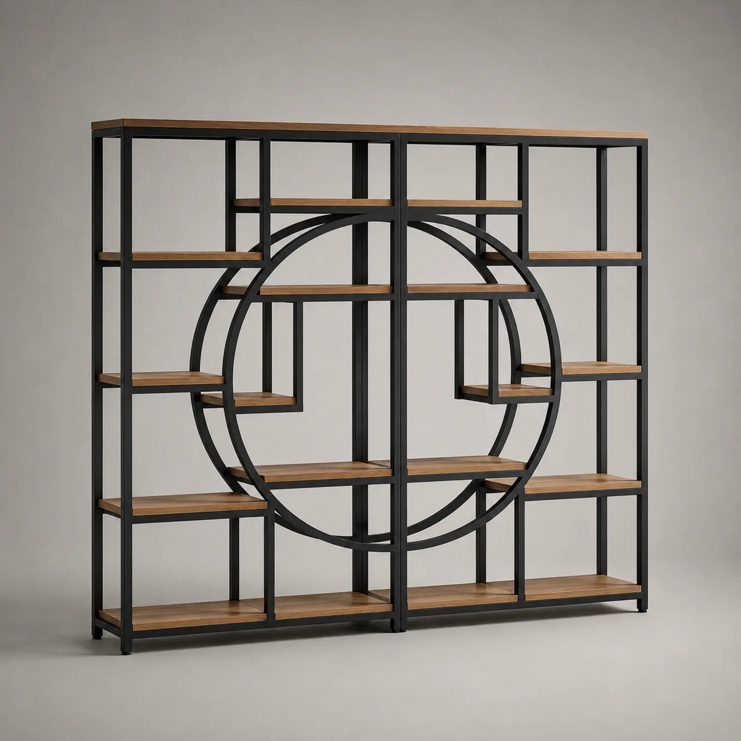Metall- und Holzregal mit kreisförmigem Design 180 cm Höhe