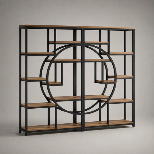 Metall- und Holzregal mit kreisförmigem Design 180 cm Höhe