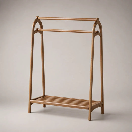 Holz-Kleiderständer mit Regal 150x60x40cm