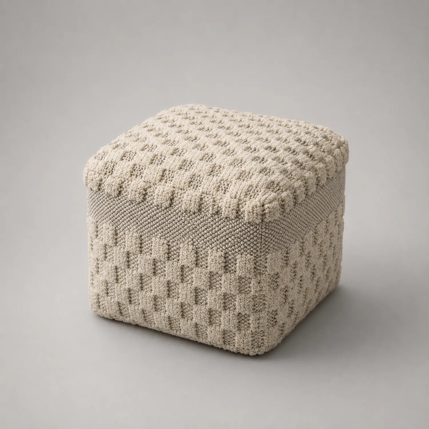 Quadratischer Stoffhocker Beige 40x40x30cm