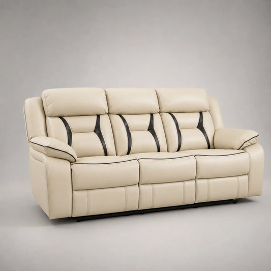 3-Sitzer Sofa Leder Beige Schwarz 210cm