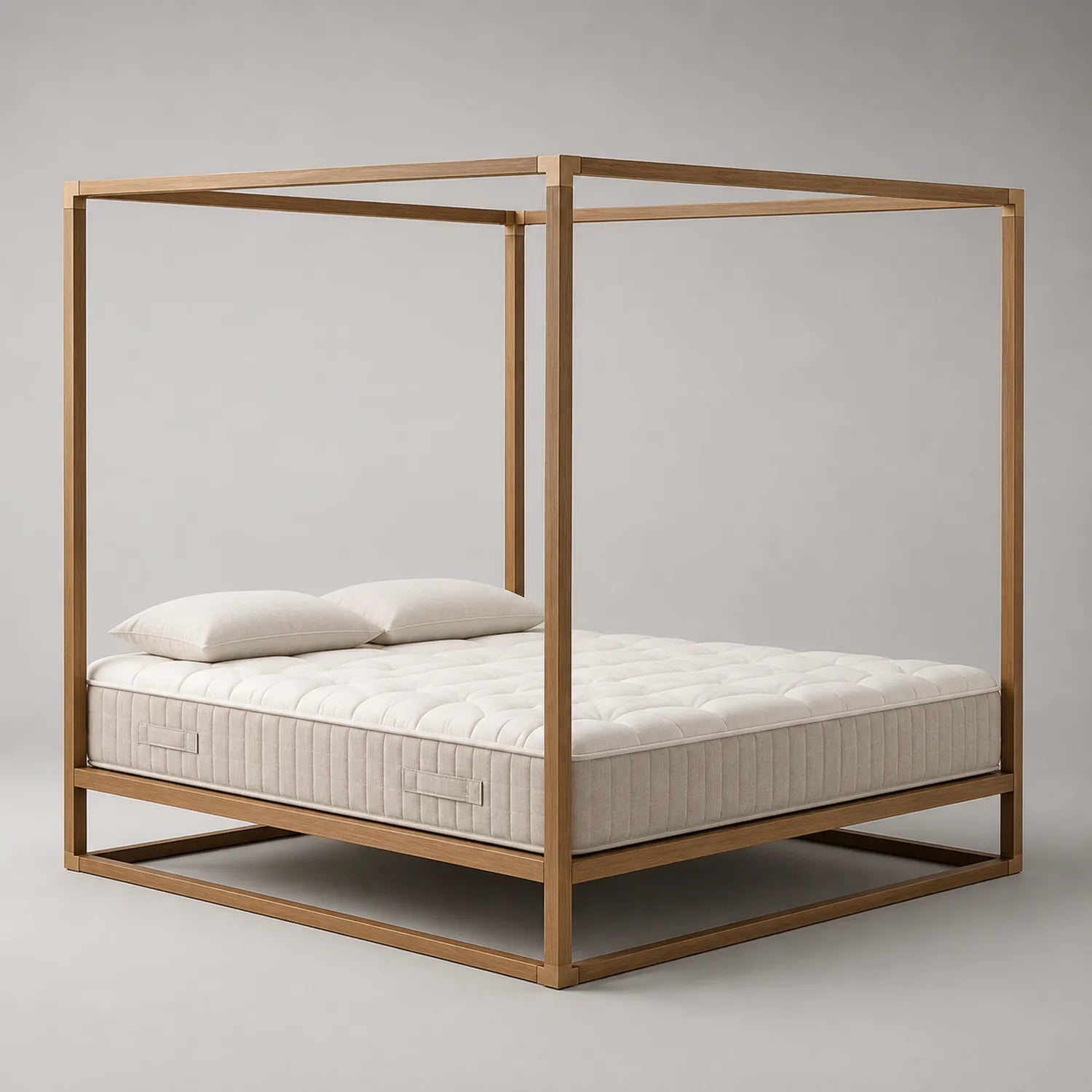 Massivholz Himmelbett mit Matratze und Kissen