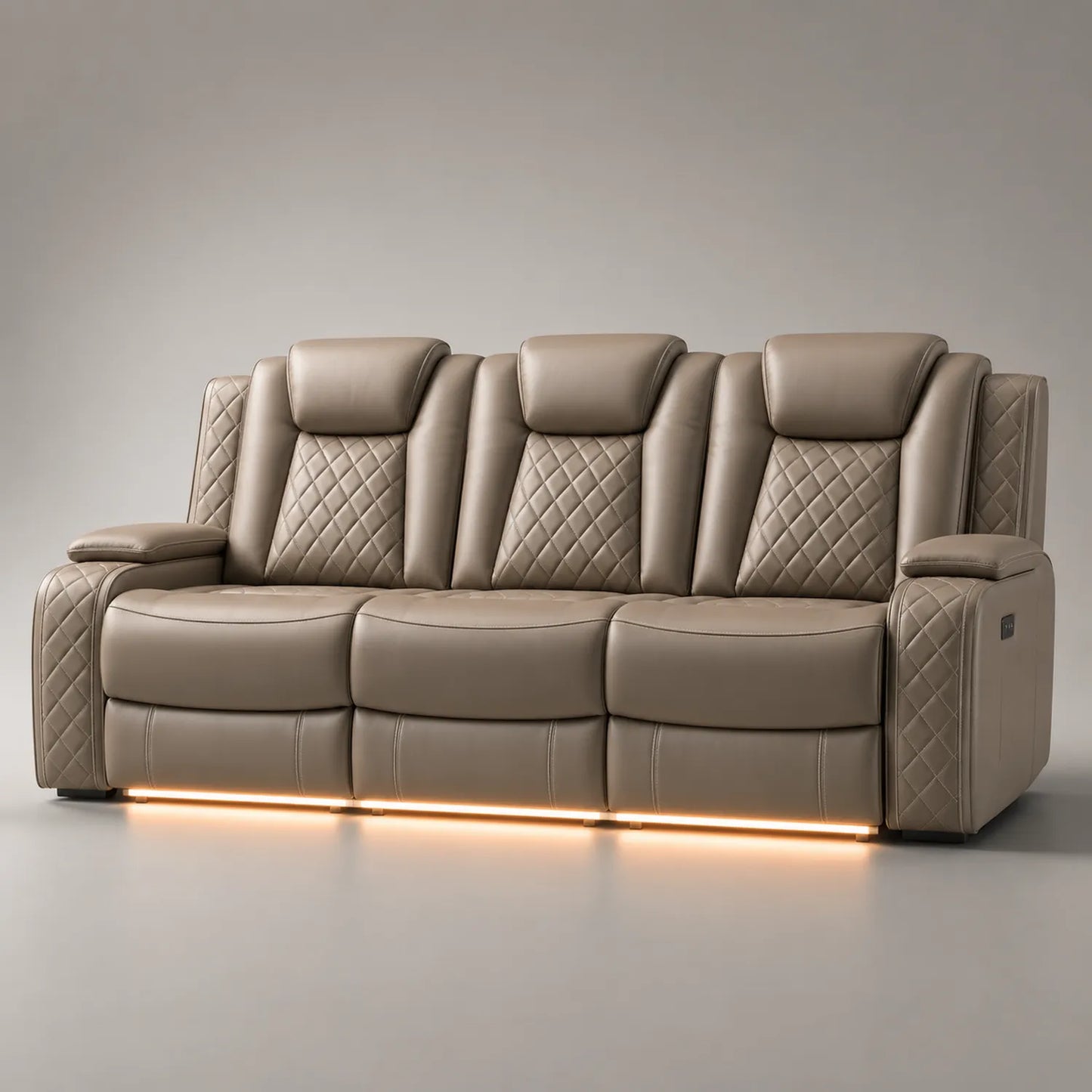 3-Sitzer Sofa aus Polyurethan-Leder mit Beleuchtung Beige 220cm
