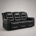 3-Sitzer Reclining Sofa aus Kunstleder Schwarz