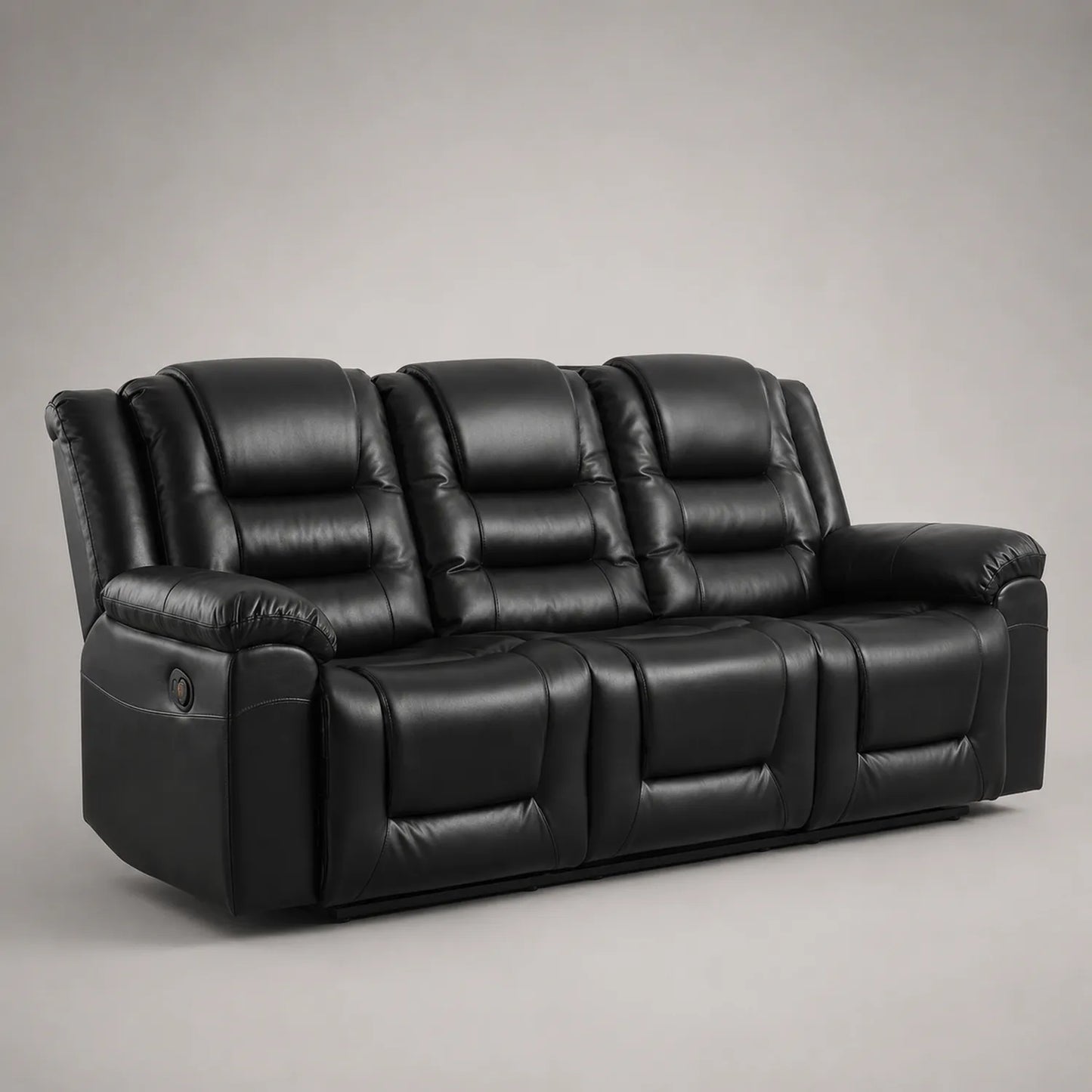 3-Sitzer Reclining Sofa aus Kunstleder Schwarz