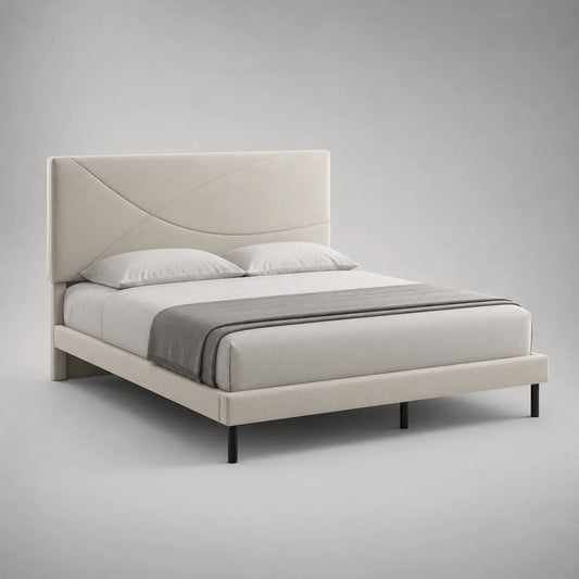 Stoffbett 160x200 cm Metallrahmen Beige