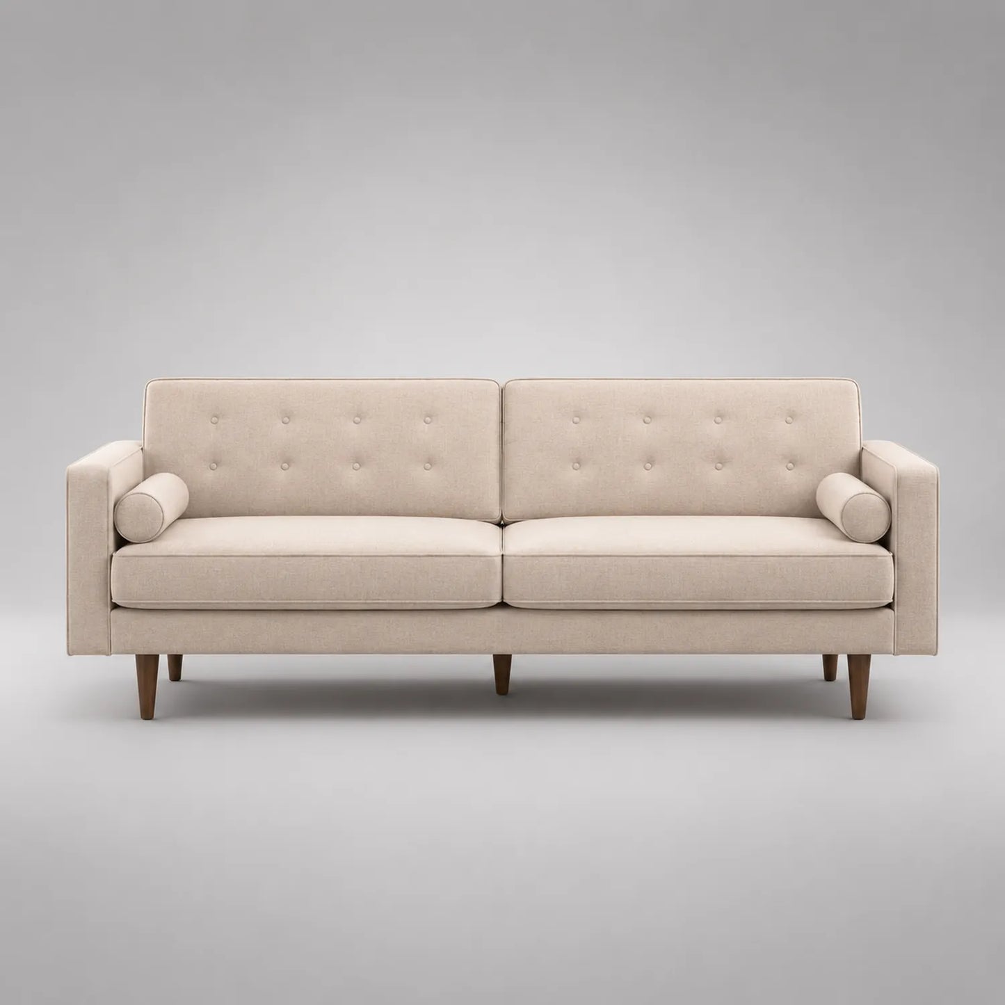 3-Sitzer Sofa mit Stoffbezug Beige Holzbeine 210 cm