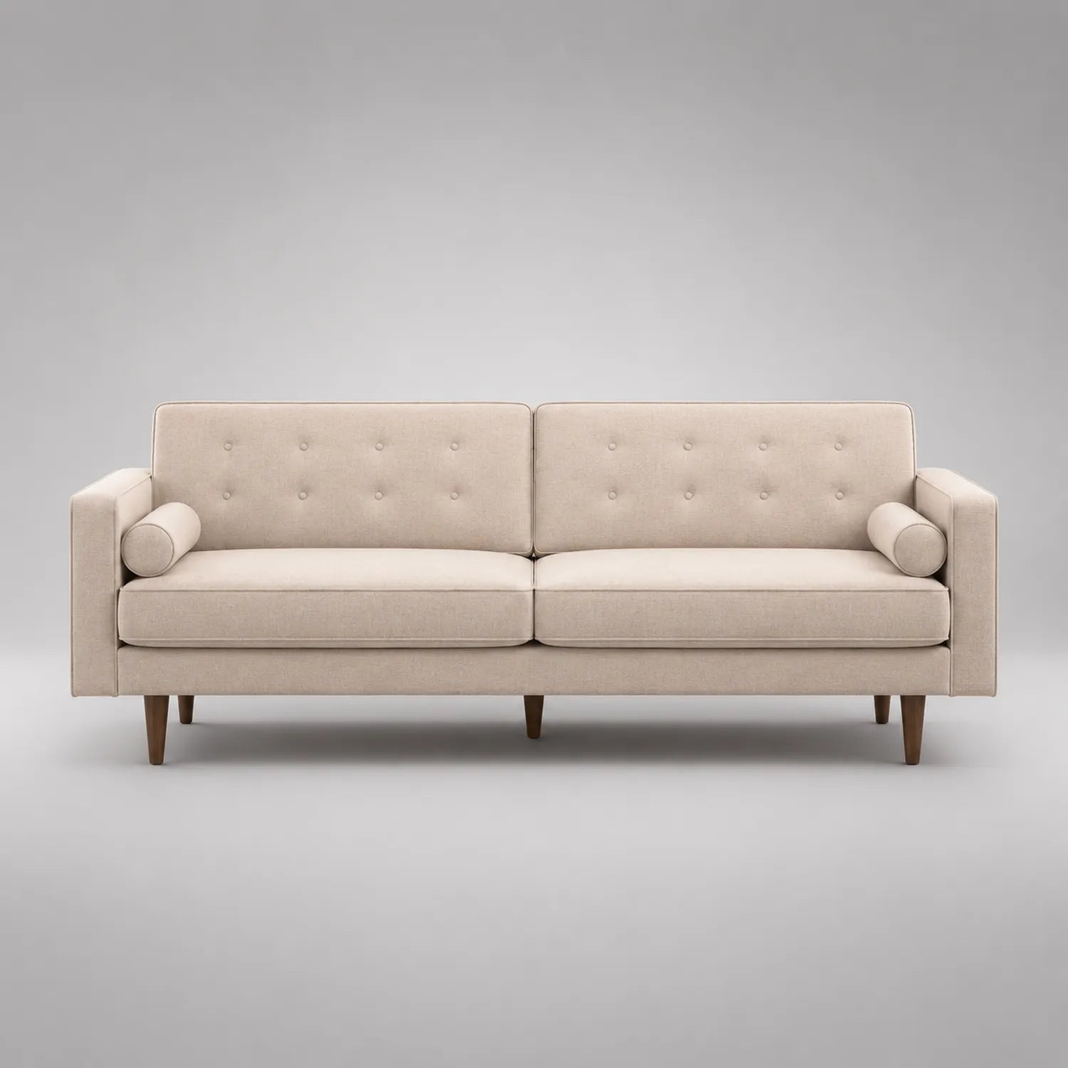 3-Sitzer Sofa mit Stoffbezug Beige Holzbeine 210 cm