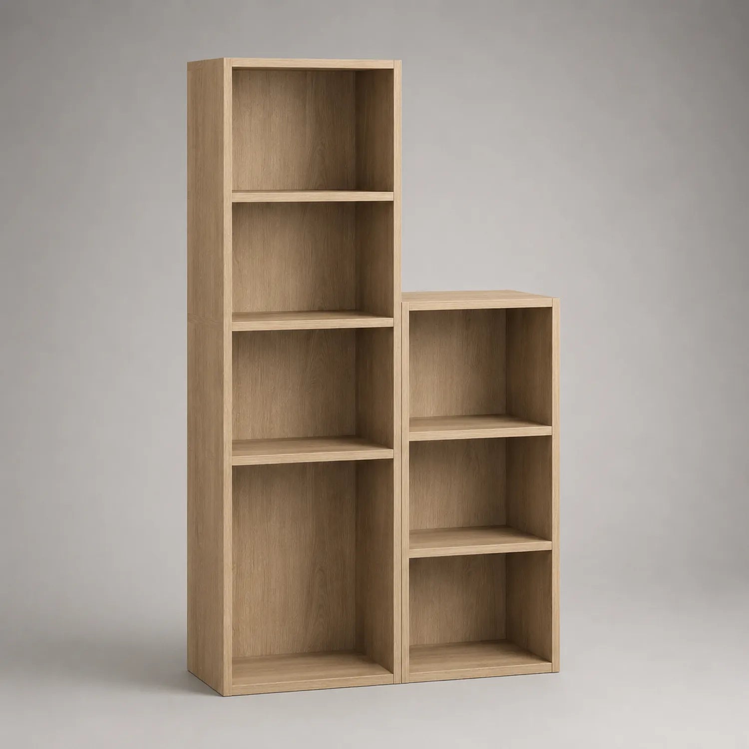 Holz Bücherregal Set mit 3 und 4 Ebenen