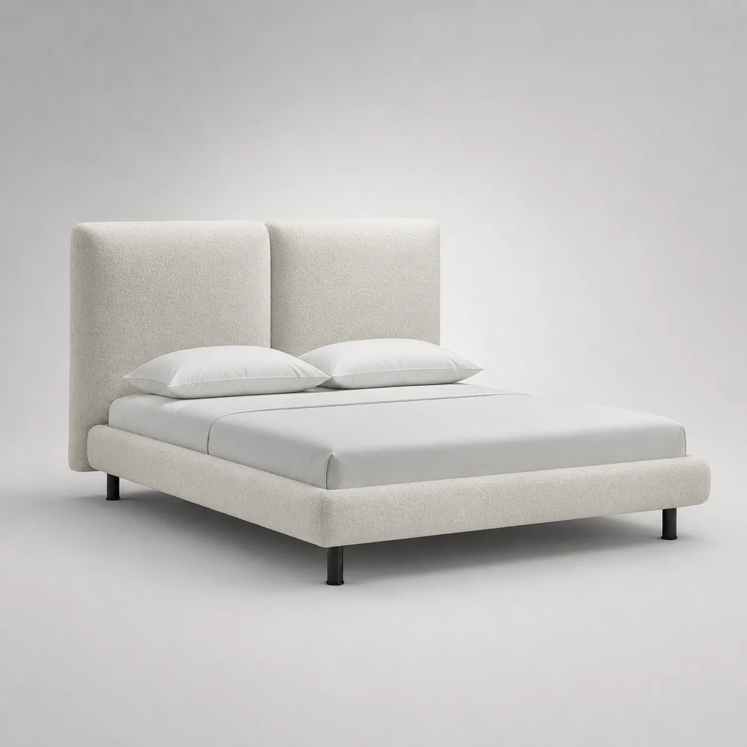 Polsterbett 160x200cm Bouclé Stoff mit Metallbeinen
