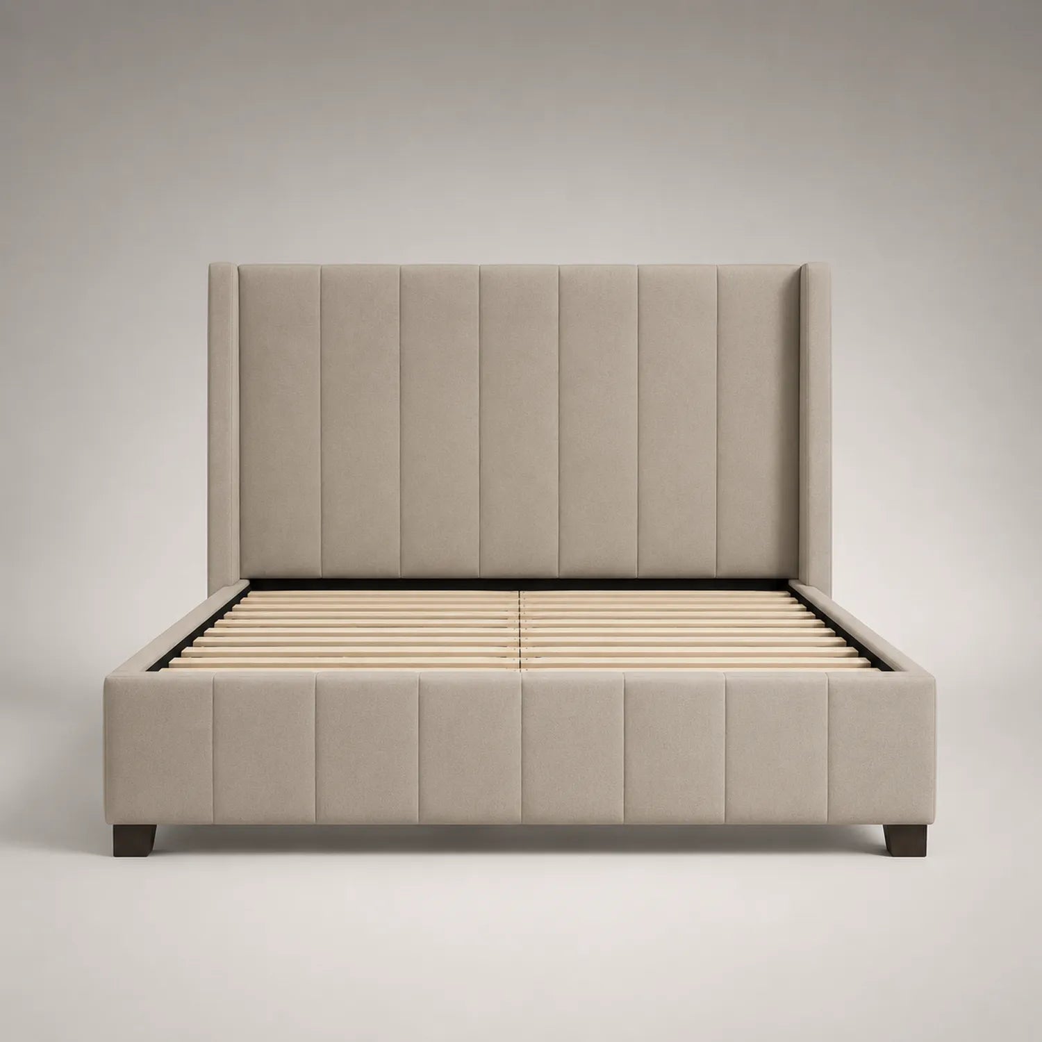 Polsterbett 160x200 cm Beige Mikrofaser Massivholzrahmen