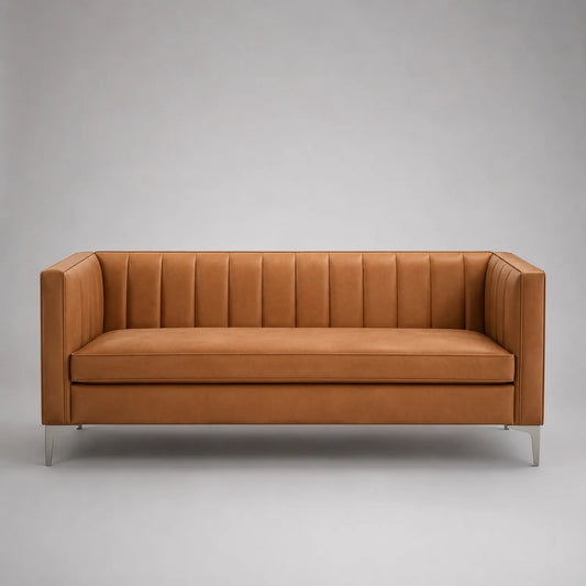 Leder Sofa Braun mit Metallfüßen