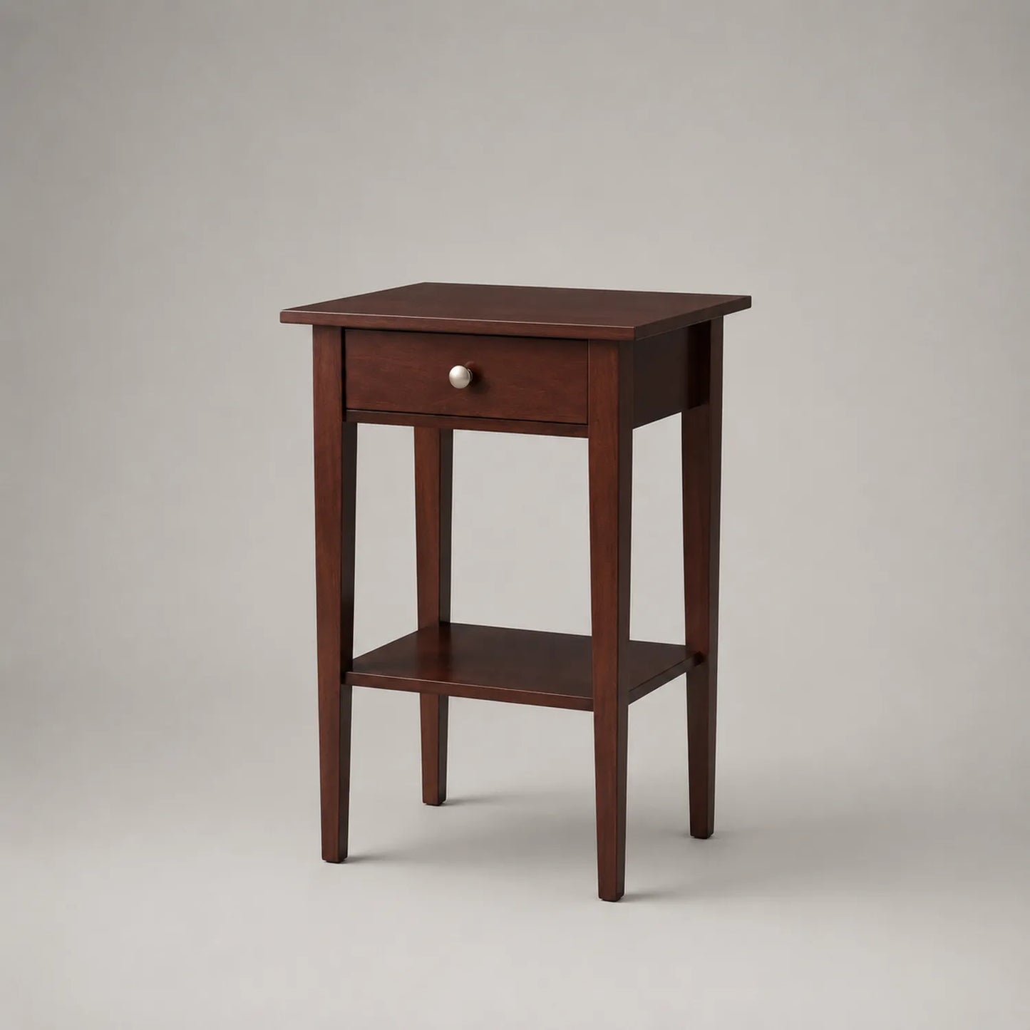 Holz Nachttisch mit Schublade und Regal, Braun, 58 cm Höhe