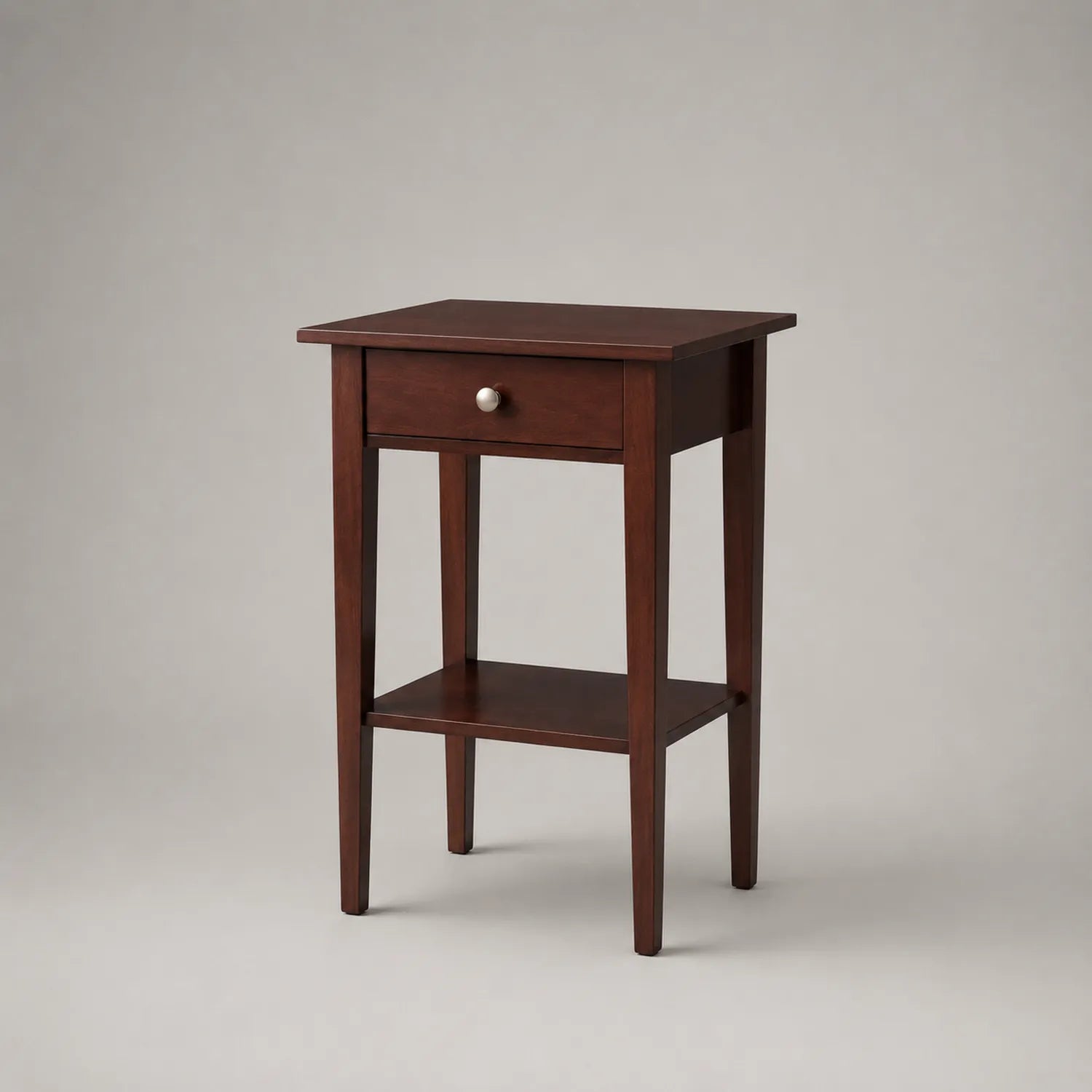 Holz Nachttisch mit Schublade und Regal, Braun, 58 cm Höhe