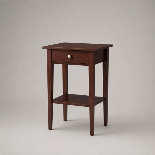 Holz Nachttisch mit Schublade und Regal, Braun, 58 cm Höhe