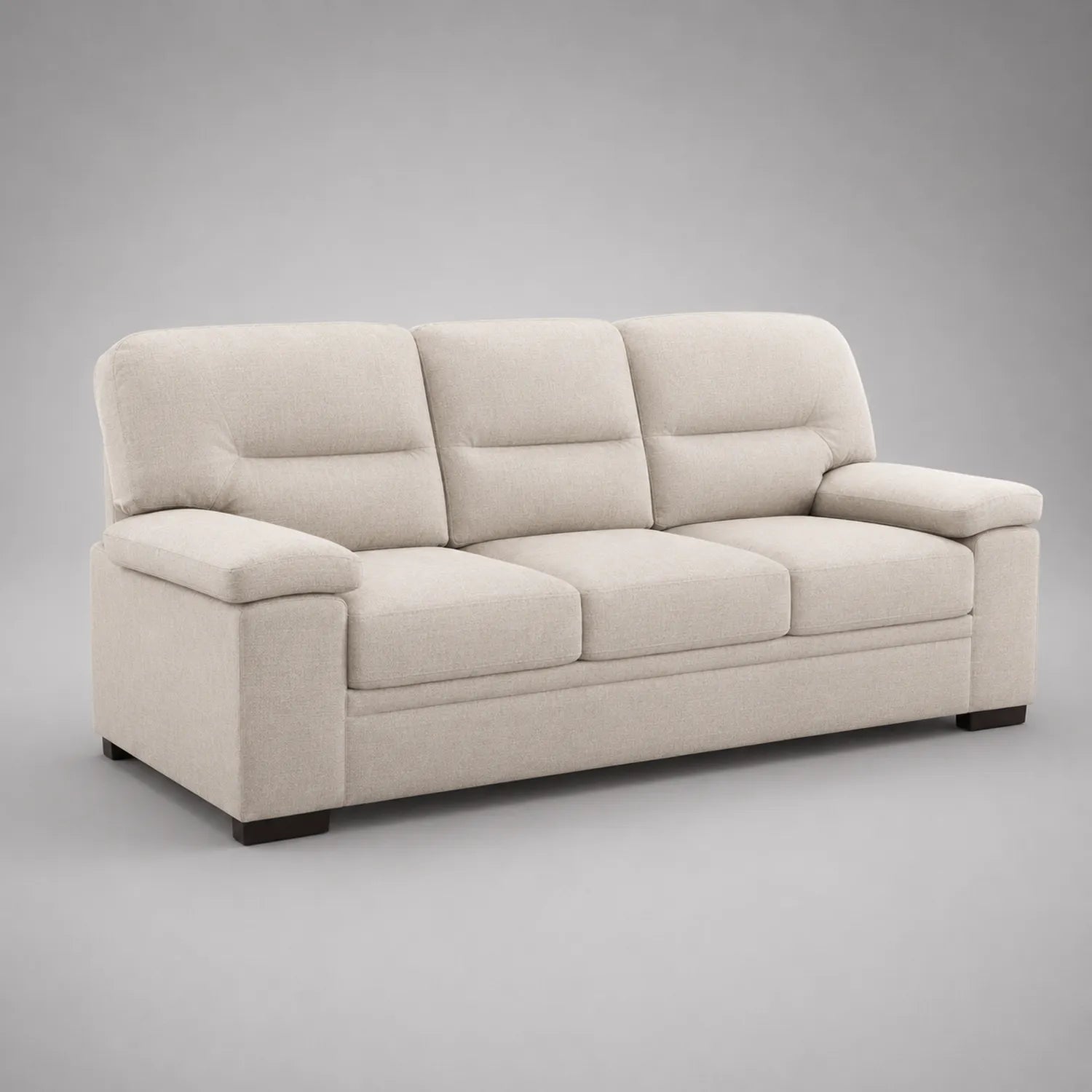 3-Sitzer Sofa Stoff Beige mit Holzrahmen 220 cm