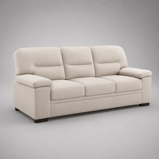 3-Sitzer Sofa Stoff Beige mit Holzrahmen 220 cm