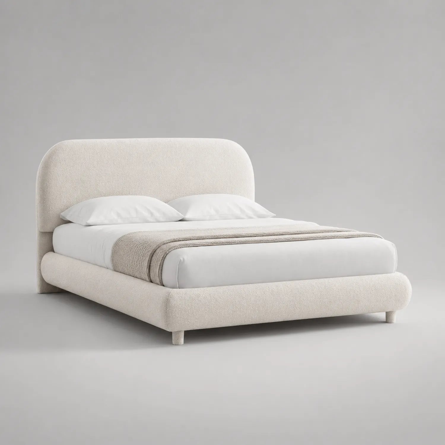 Polsterbett Bouclé Stoff Beige 200x180cm