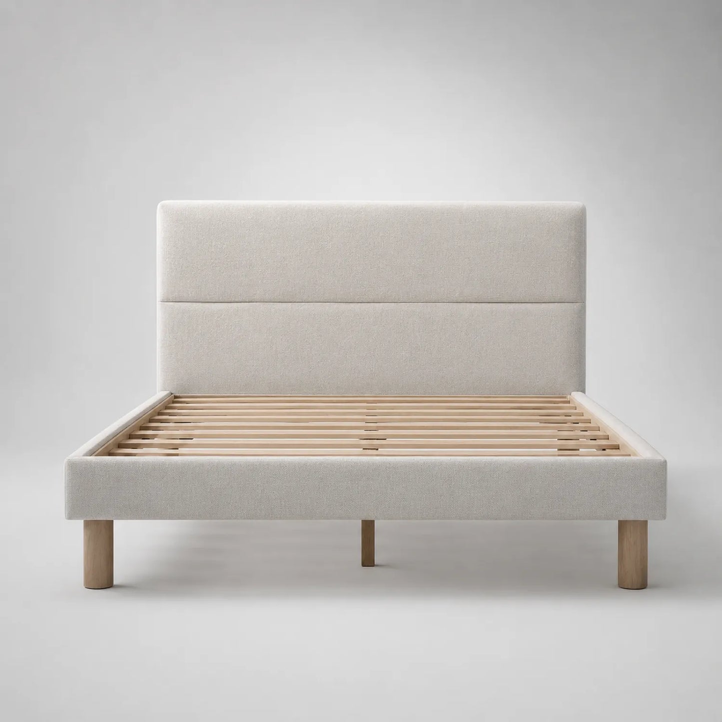 Holzbett mit gepolstertem Kopfteil 200x160 cm Beige